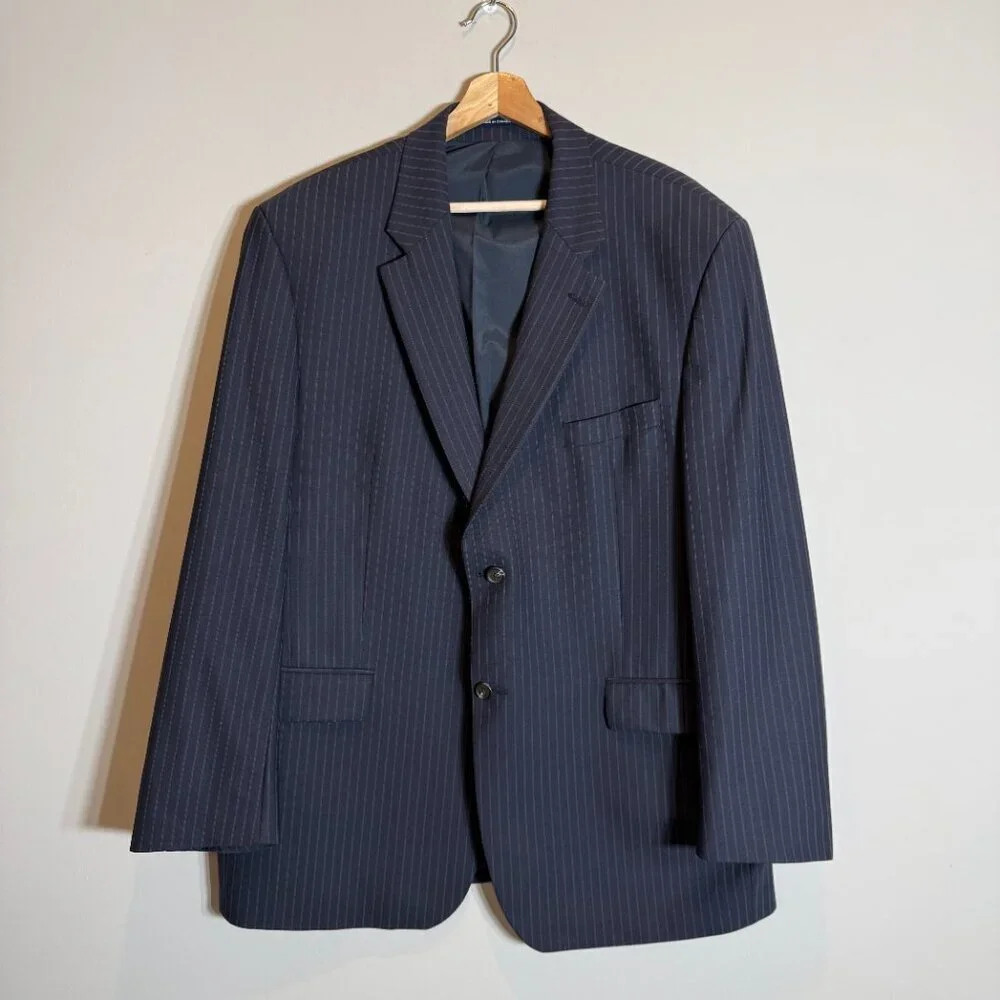 Ralph Lauren Pinstripe Wool Sport Coat Dinner Jacket Blazer Men's 46R* Black